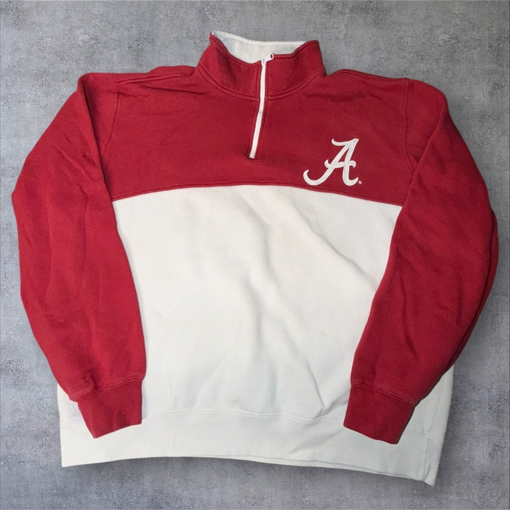 Alabama Crimson Tide G-III Sports Mens 2XL Red White Quarter Zip Sweatshirt VTG